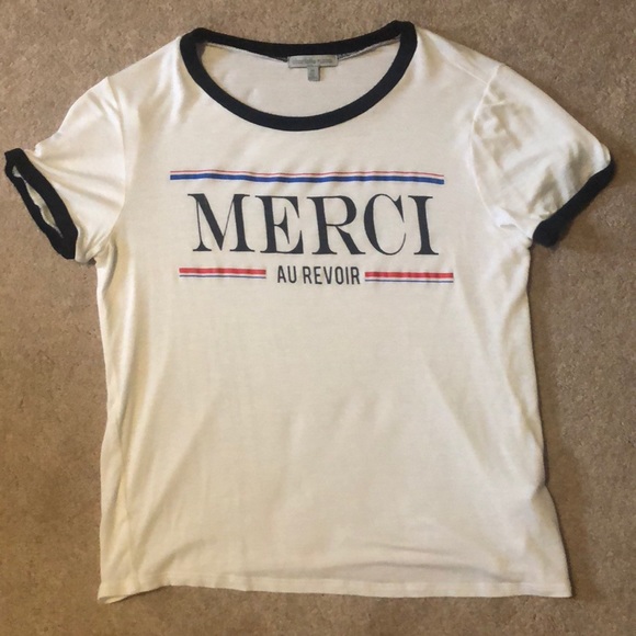 Charlotte Russe Tops - Charlotte Rouse “Merci, Au Revoir” White top